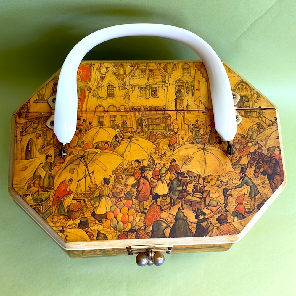 Vintage wooden handmade bag with unique lock - Picture 5 of 16